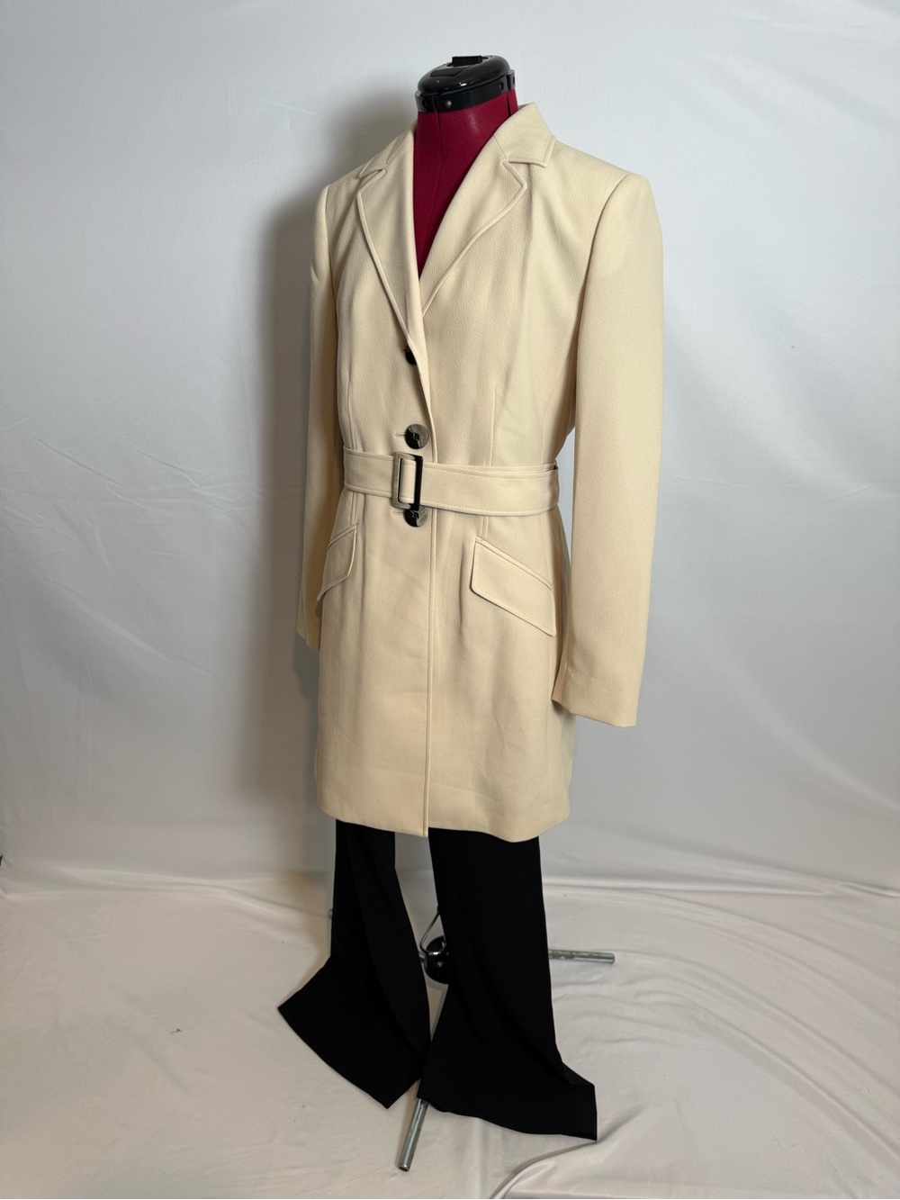 Le Suit Pantsuit Women's Size 8 Cream & Black 2-Piece Set Blazer & Pants - Picture 3 of 16